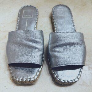Dolce Vita Women's Silver Sandals Slides, Size 5.5